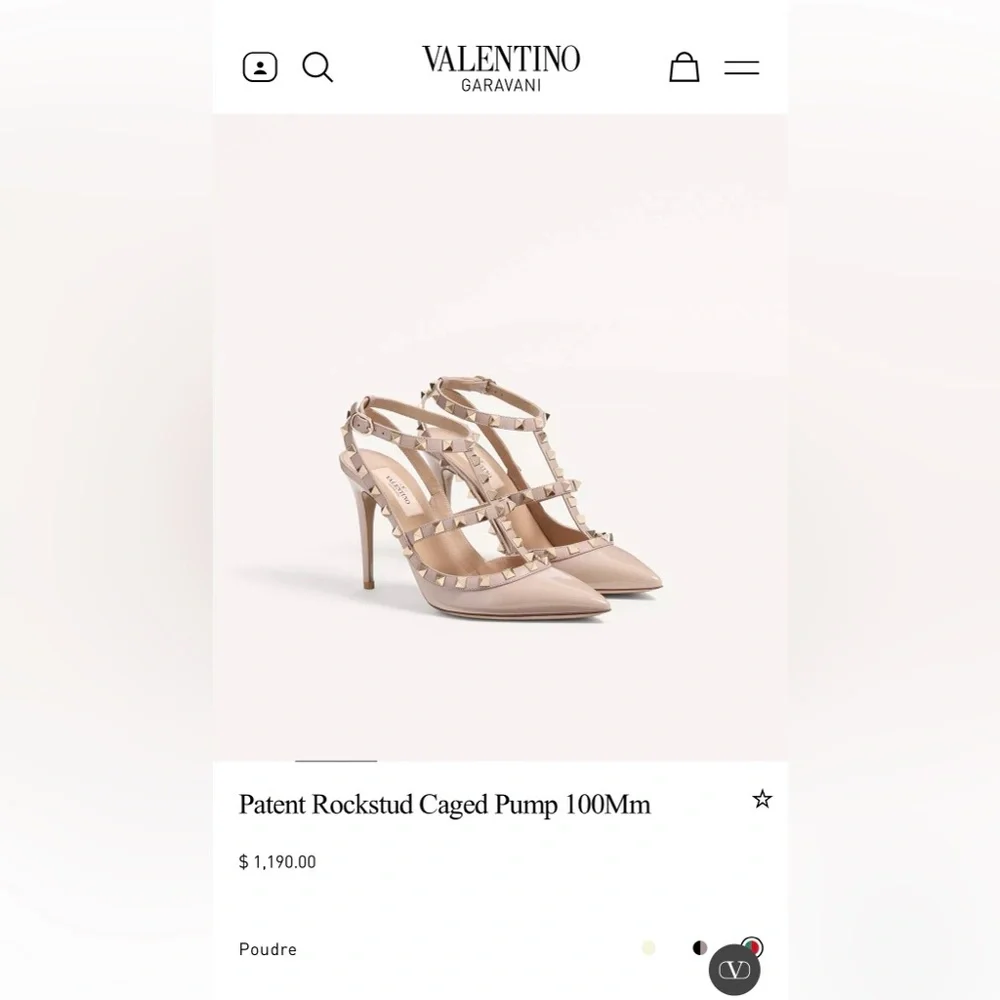 Valentino Rockstud Ankle Strap Pump 100 Mm Size 37 Poudre - Picture 8 of 8